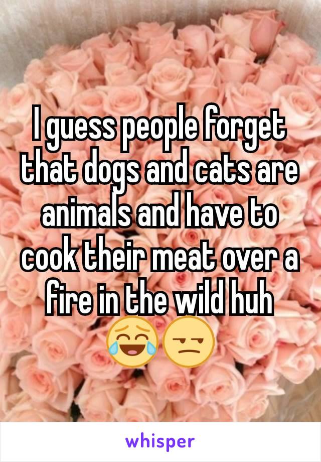 I guess people forget that dogs and cats are animals and have to cook their meat over a fire in the wild huh😂😒