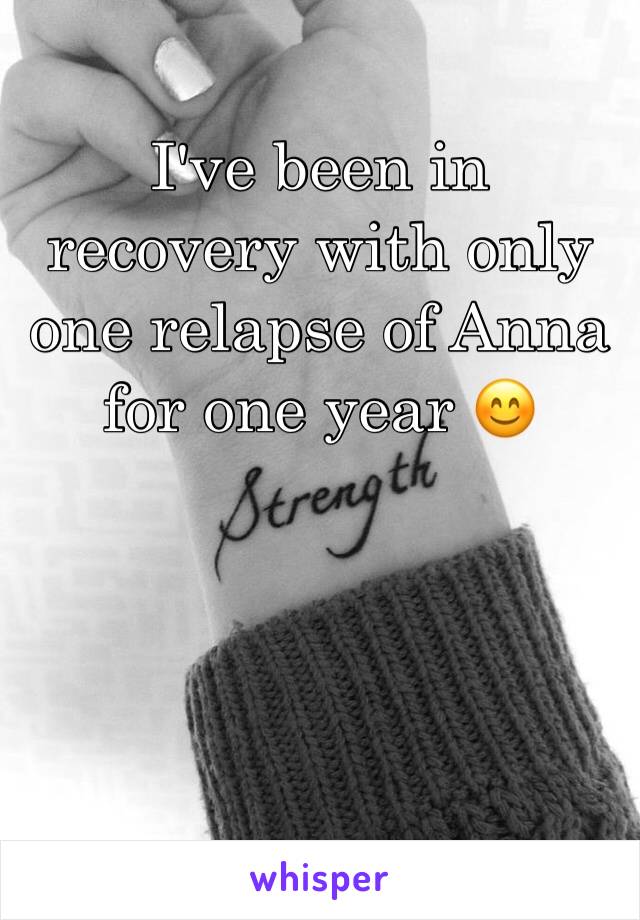 I've been in recovery with only one relapse of Anna for one year 😊