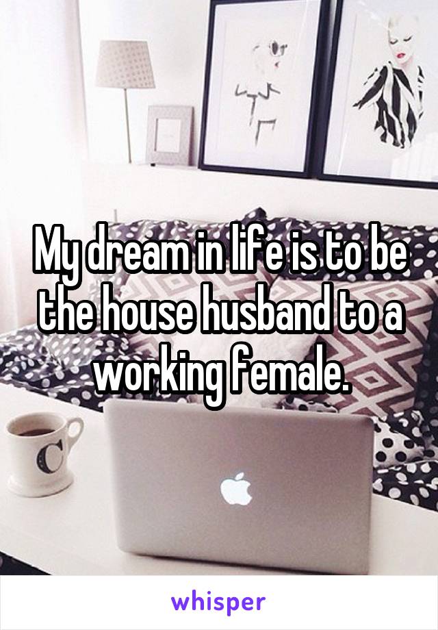 My dream in life is to be the house husband to a working female.