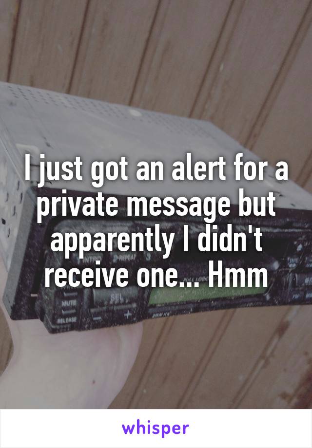 I just got an alert for a private message but apparently I didn't receive one... Hmm