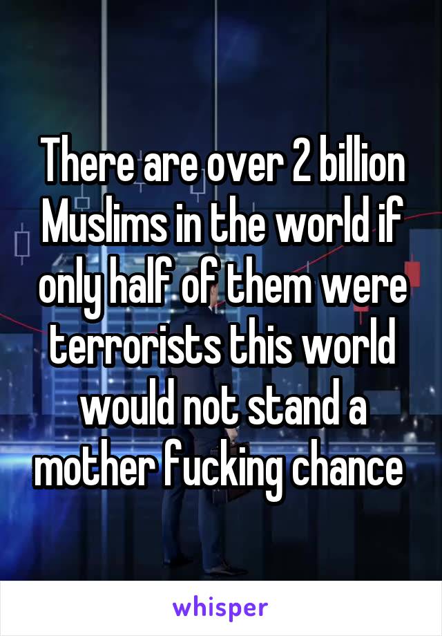 There are over 2 billion Muslims in the world if only half of them were terrorists this world would not stand a mother fucking chance 