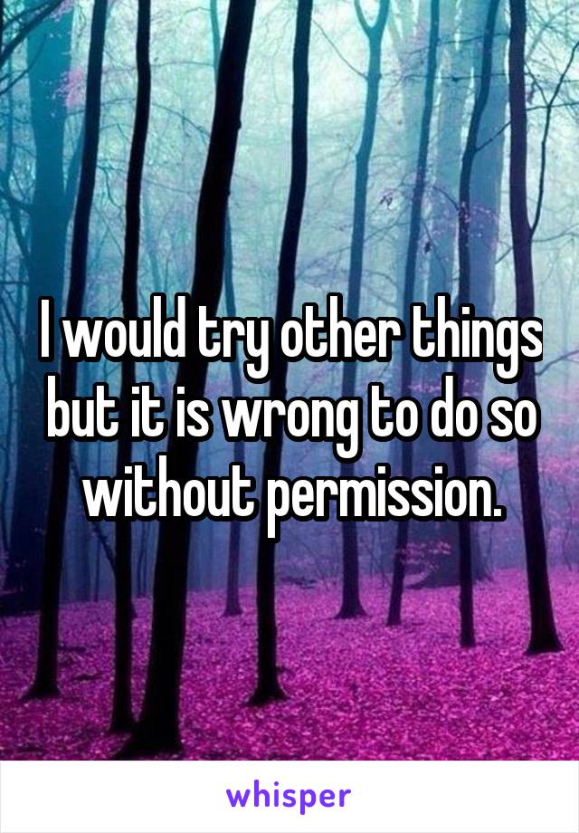 I would try other things but it is wrong to do so without permission.