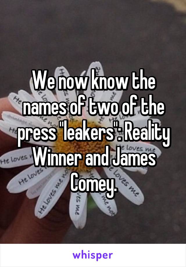 We now know the names of two of the press "leakers": Reality Winner and James Comey.