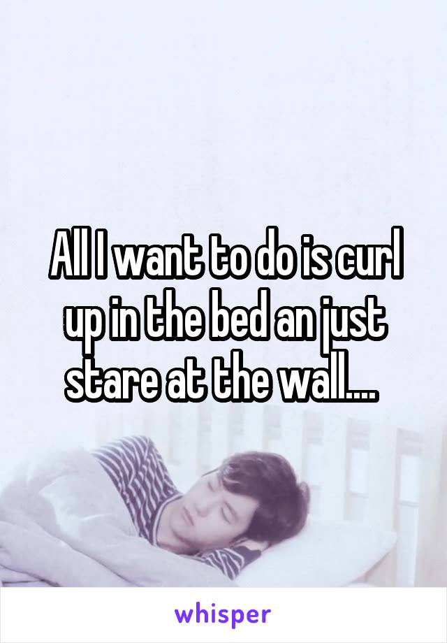 All I want to do is curl up in the bed an just stare at the wall.... 