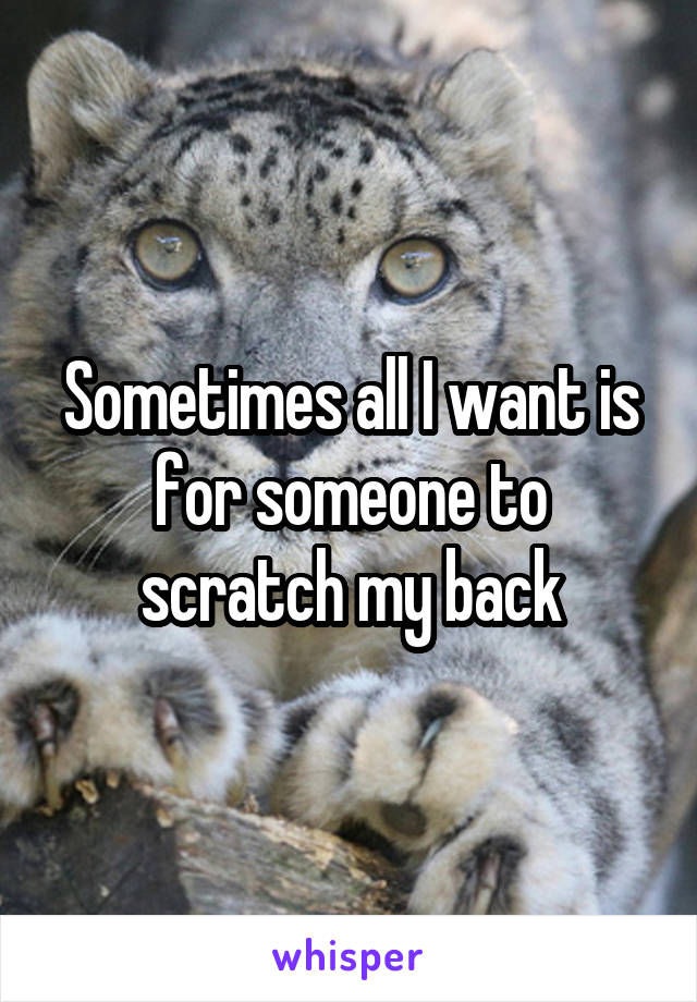 Sometimes all I want is for someone to scratch my back