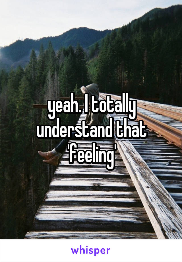 yeah. I totally understand that 'feeling'