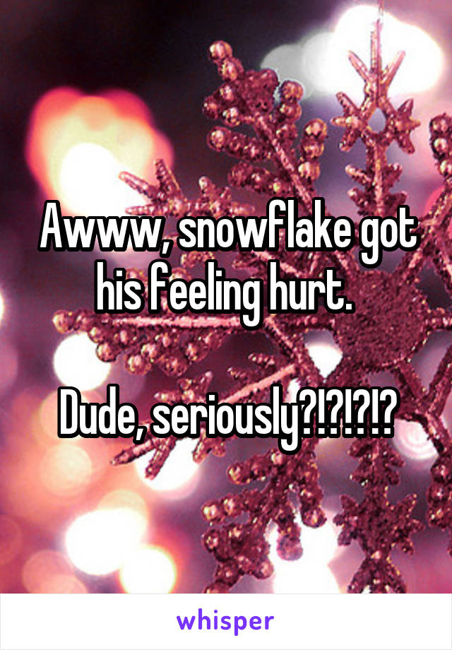 Awww, snowflake got his feeling hurt. 

Dude, seriously?!?!?!?