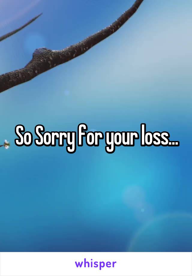 So Sorry for your loss...