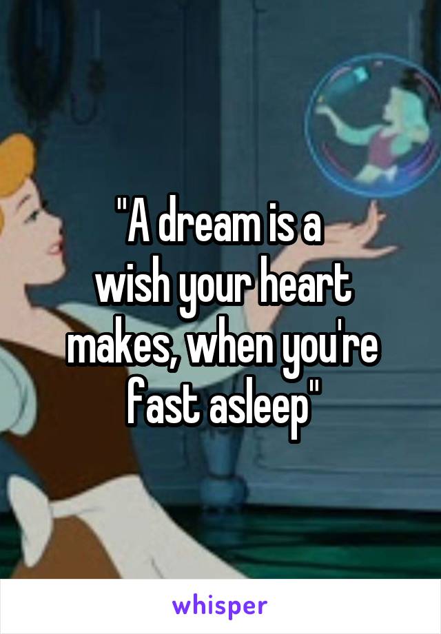 "A dream is a 
wish your heart makes, when you're fast asleep"