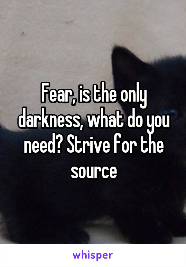 Fear, is the only darkness, what do you need? Strive for the source