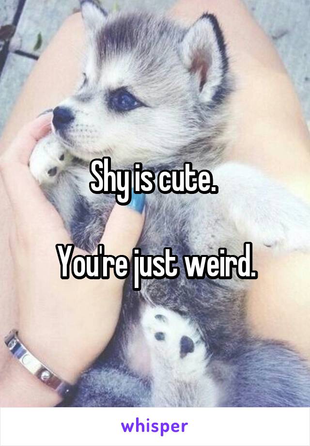 Shy is cute. 

You're just weird.