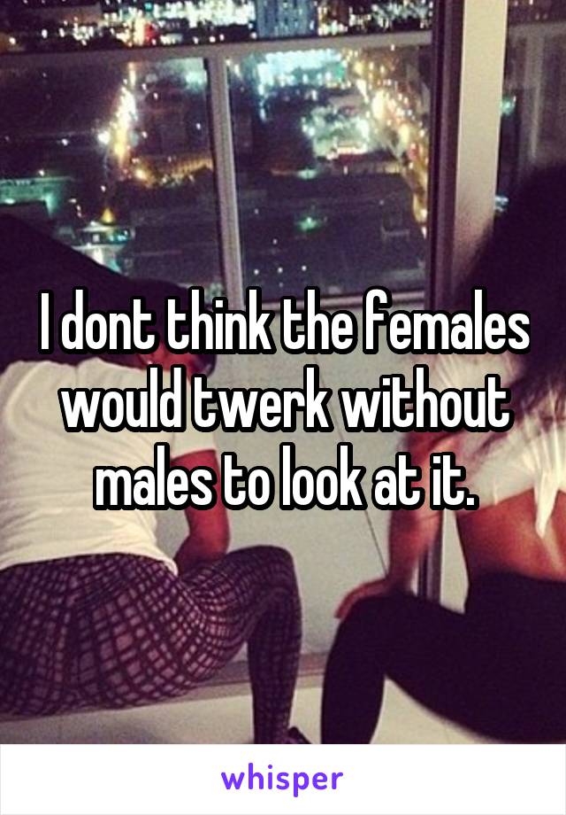 I dont think the females would twerk without males to look at it.