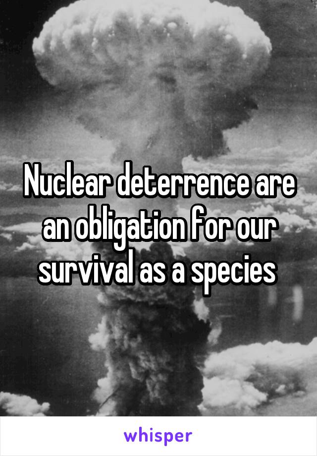 Nuclear deterrence are an obligation for our survival as a species 
