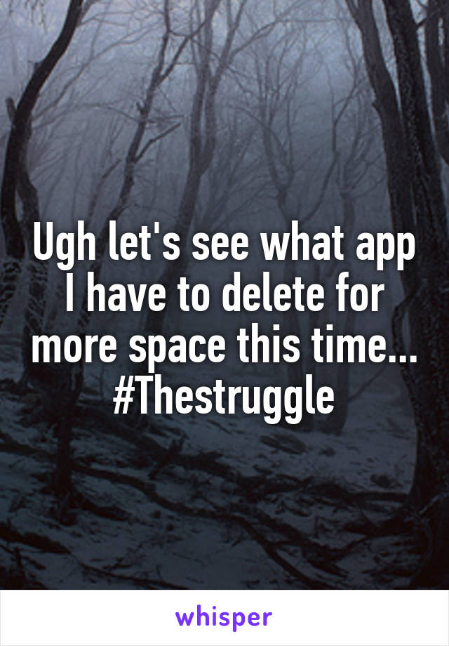 Ugh let's see what app I have to delete for more space this time...
#Thestruggle