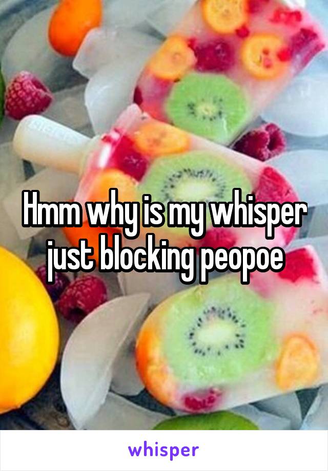 Hmm why is my whisper just blocking peopoe