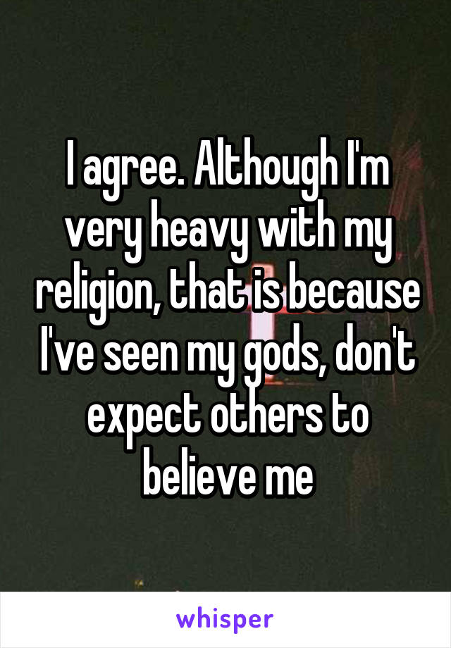 I agree. Although I'm very heavy with my religion, that is because I've seen my gods, don't expect others to believe me