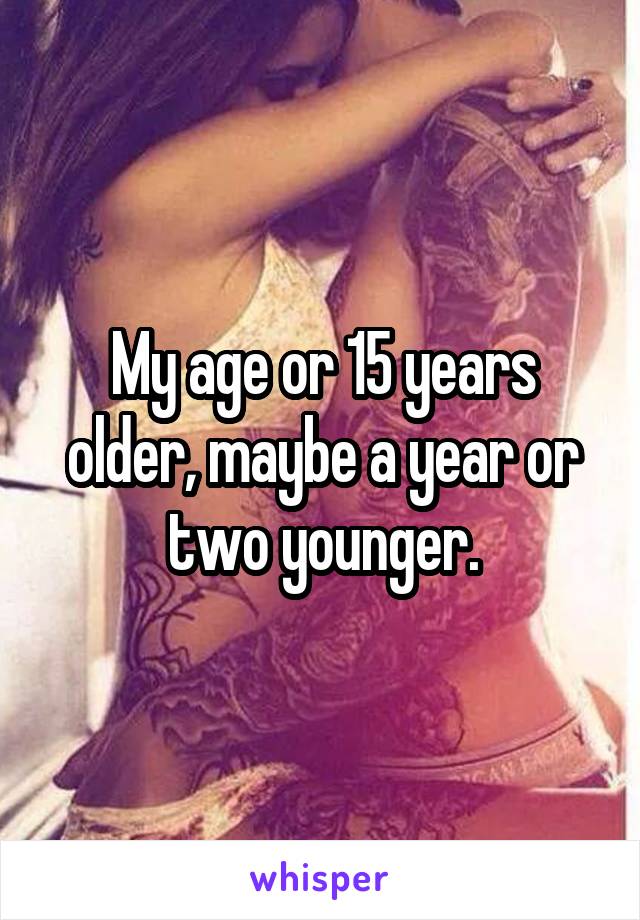 My age or 15 years older, maybe a year or two younger.
