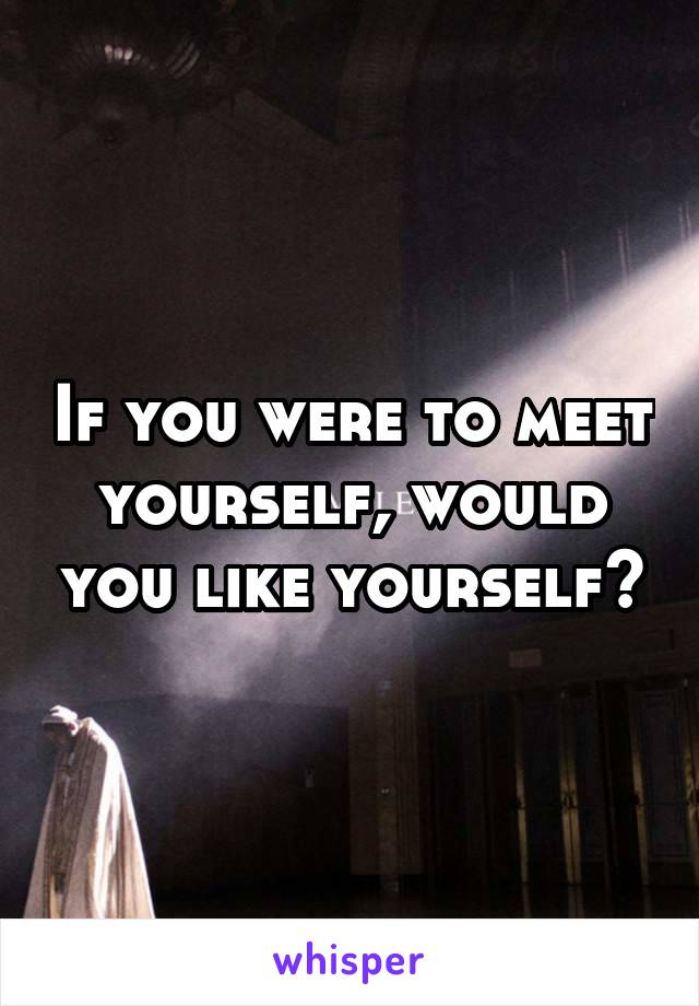 If you were to meet yourself, would you like yourself?