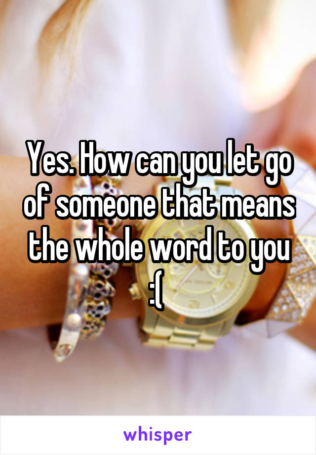 Yes. How can you let go of someone that means the whole word to you :( 
