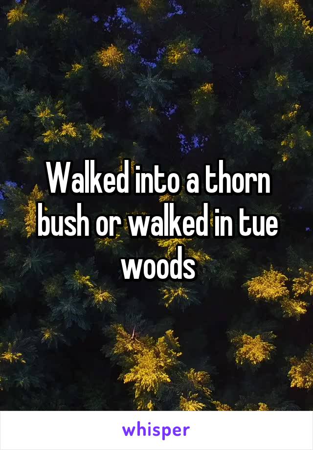 Walked into a thorn bush or walked in tue woods