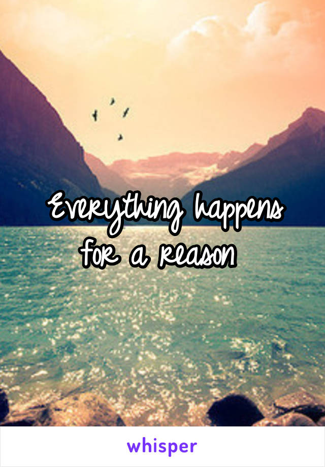 Everything happens for a reason 