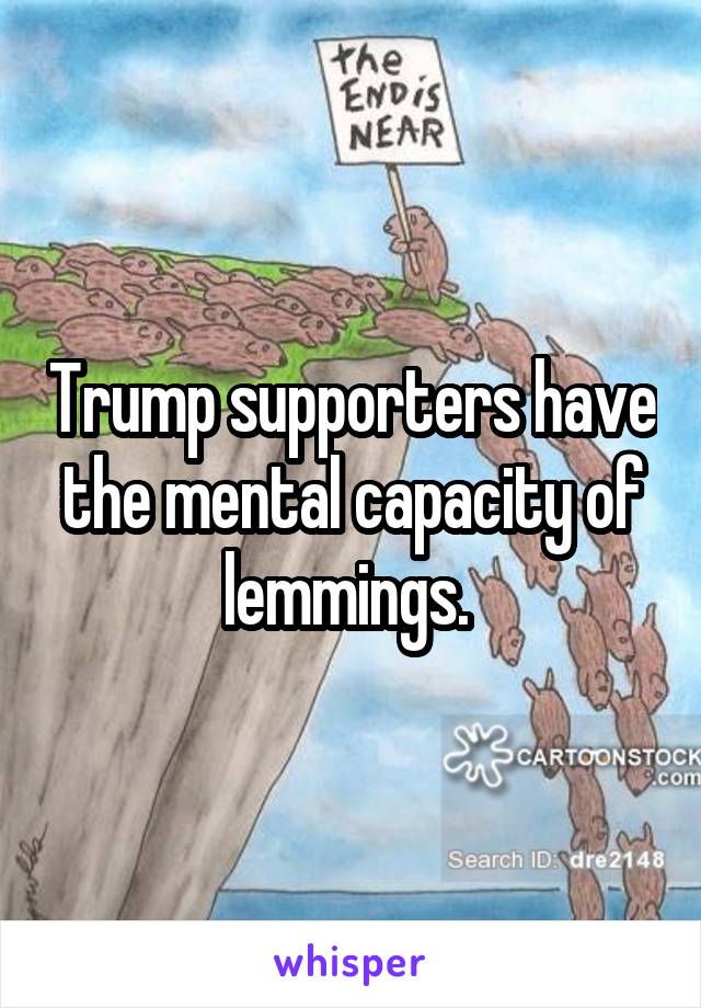 Trump supporters have the mental capacity of lemmings. 