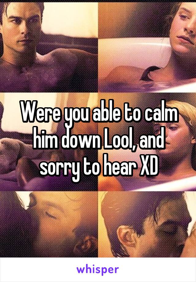 Were you able to calm him down Lool, and sorry to hear XD