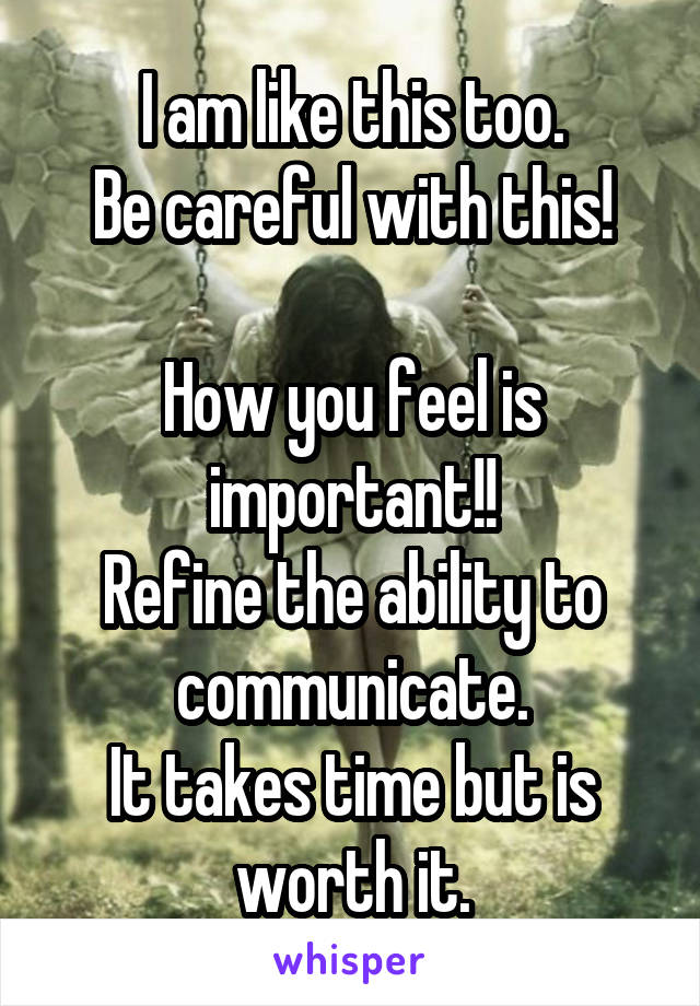 I am like this too.
Be careful with this!

How you feel is important!!
Refine the ability to communicate.
It takes time but is worth it.