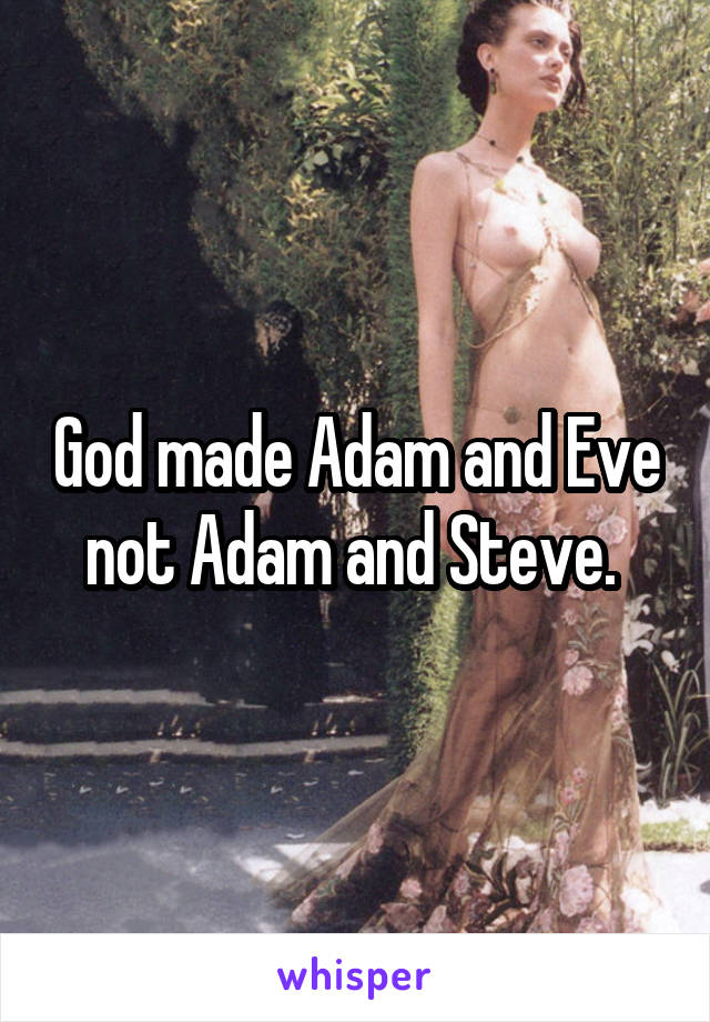 God made Adam and Eve not Adam and Steve. 