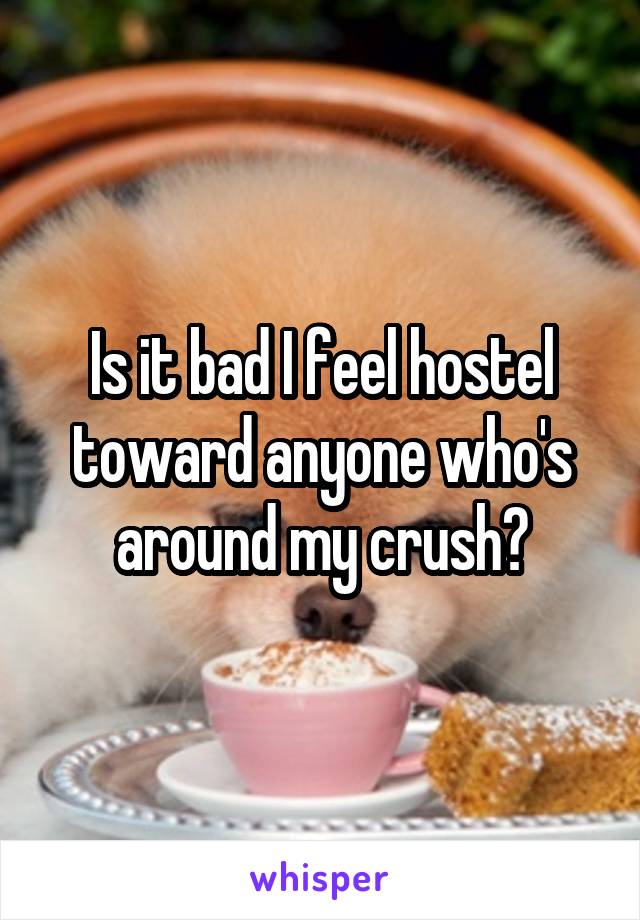 Is it bad I feel hostel toward anyone who's around my crush?