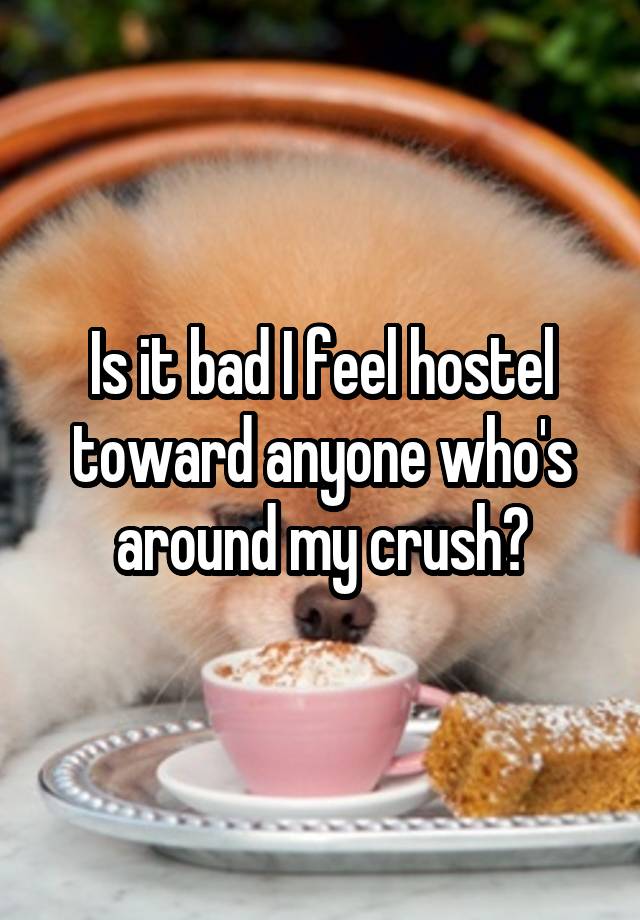 Is it bad I feel hostel toward anyone who's around my crush?