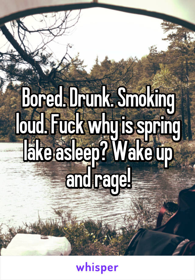 Bored. Drunk. Smoking loud. Fuck why is spring lake asleep? Wake up and rage!