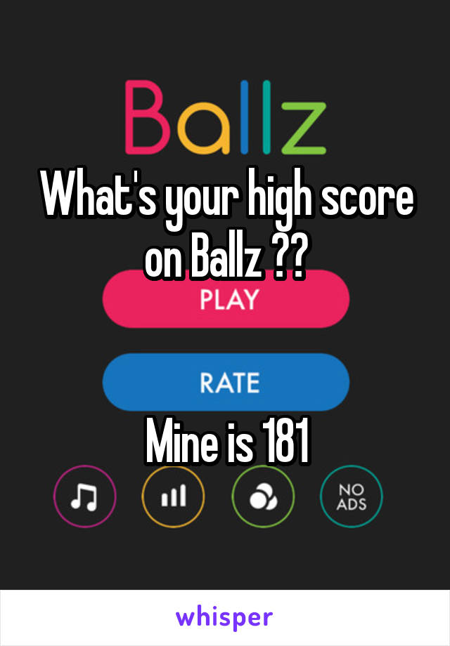 What's your high score on Ballz ??


Mine is 181