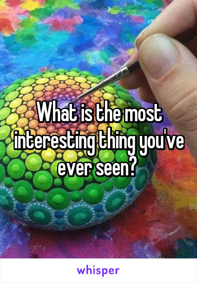 What is the most interesting thing you've ever seen? 