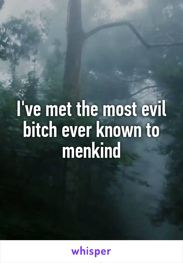 I've met the most evil bitch ever known to menkind