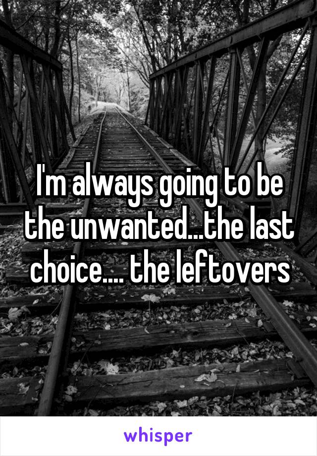 I'm always going to be the unwanted...the last choice.... the leftovers