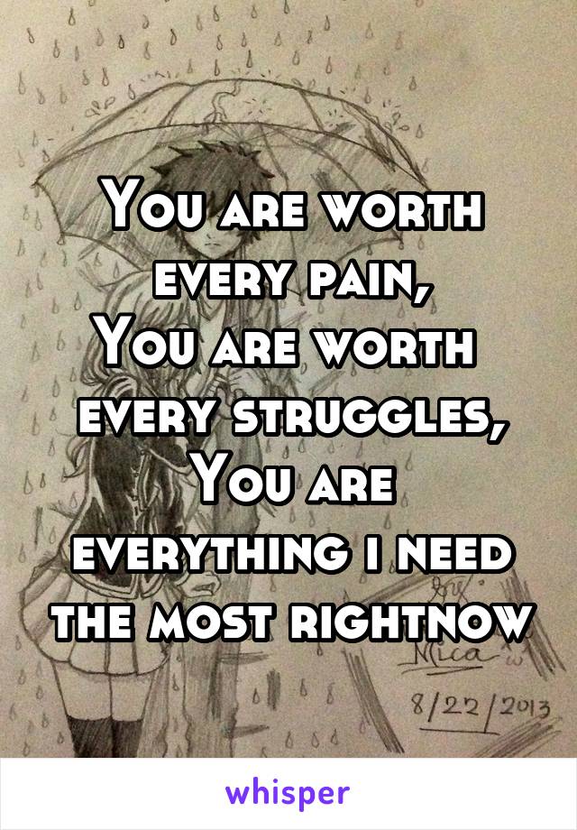 You are worth every pain,
You are worth  every struggles,
You are everything i need the most rightnow