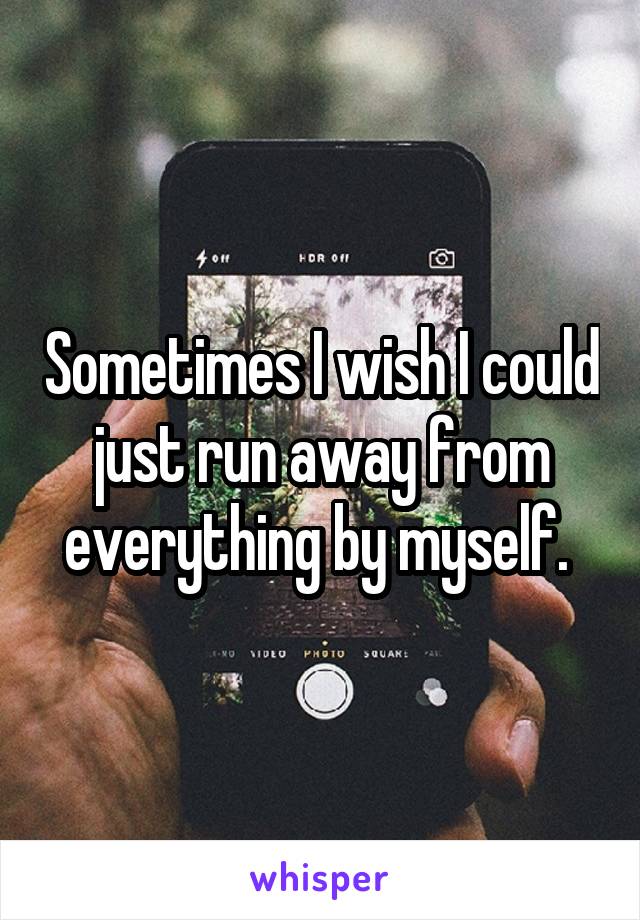 Sometimes I wish I could just run away from everything by myself. 