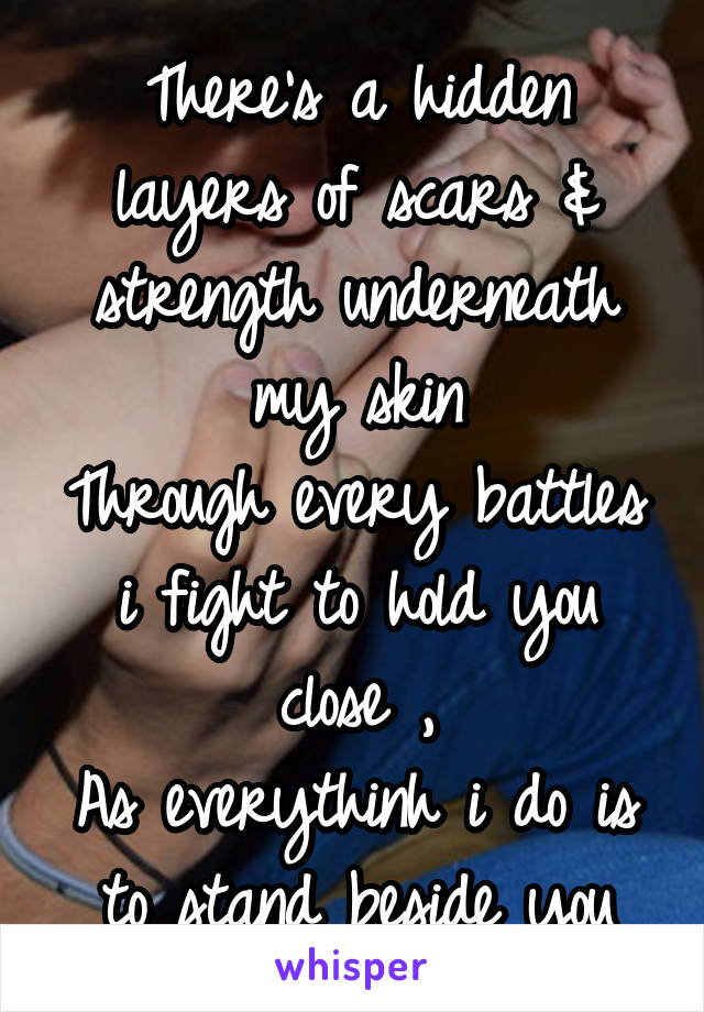 There's a hidden layers of scars & strength underneath my skin
Through every battles i fight to hold you close ,
As everythinh i do is to stand beside you