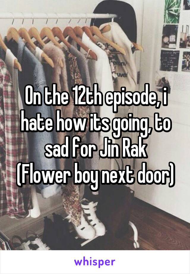 On the 12th episode, i hate how its going, to sad for Jin Rak
(Flower boy next door)