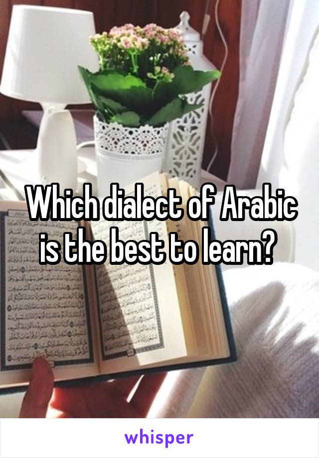 Which dialect of Arabic is the best to learn? 