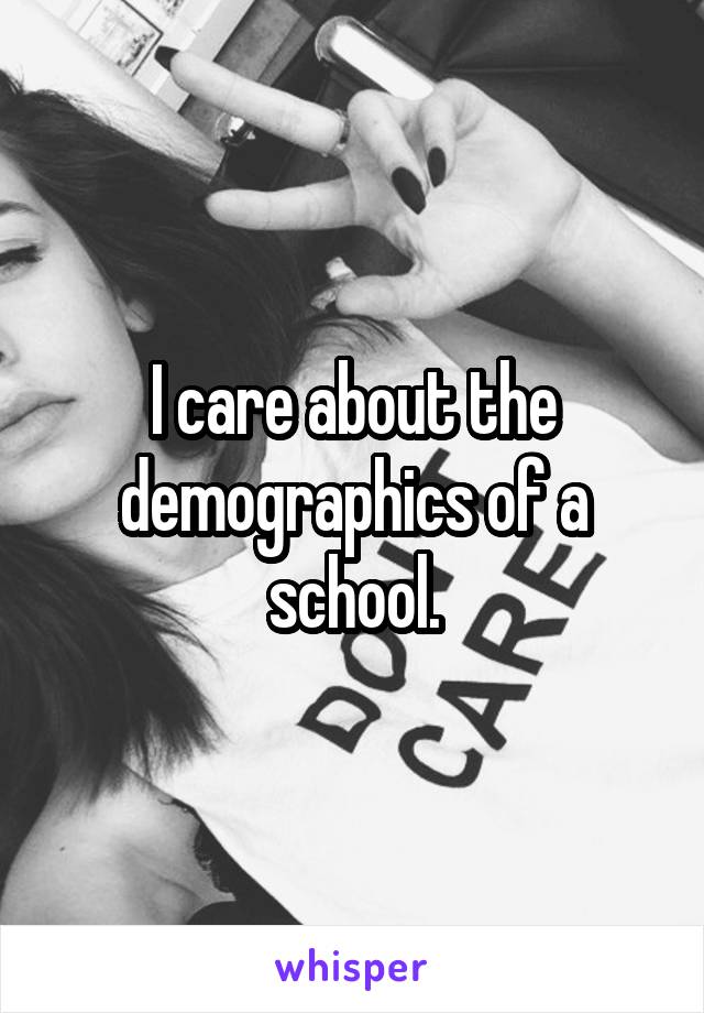 I care about the demographics of a school.