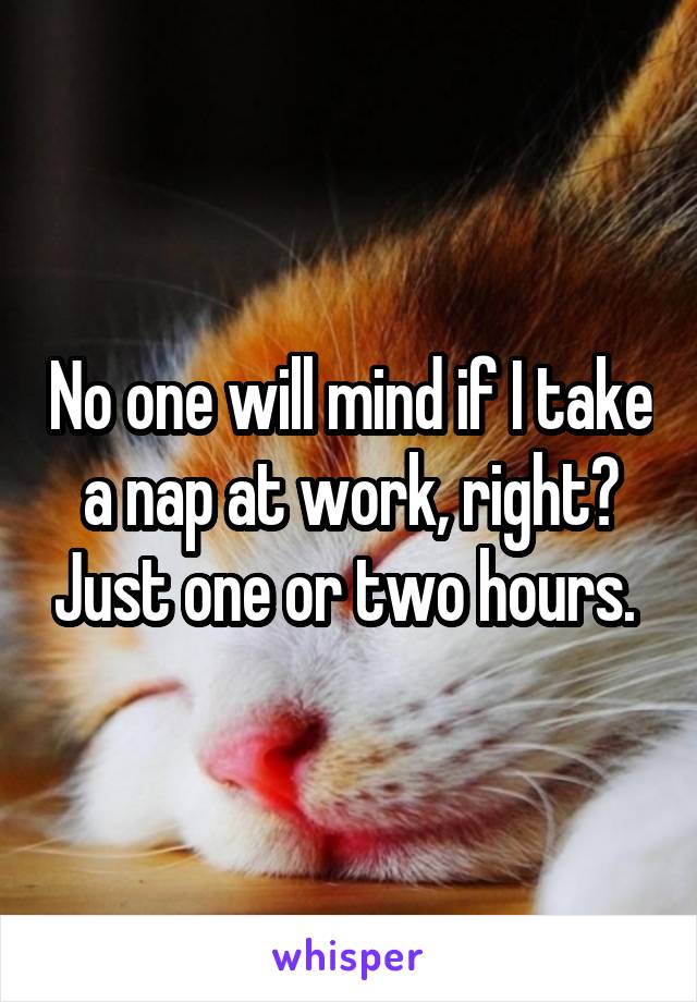 No one will mind if I take a nap at work, right? Just one or two hours. 