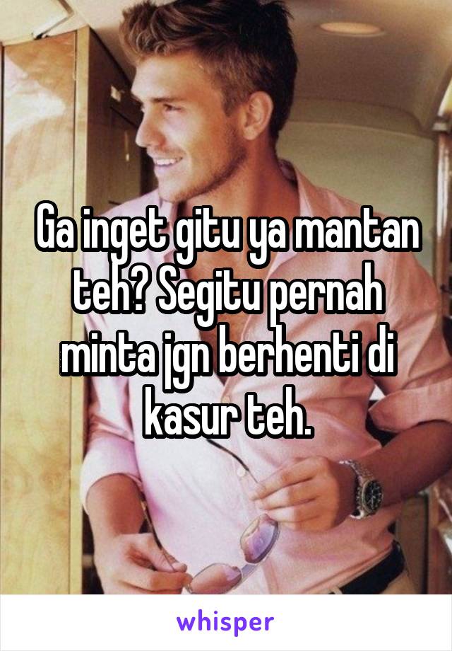 Ga inget gitu ya mantan teh? Segitu pernah minta jgn berhenti di kasur teh.