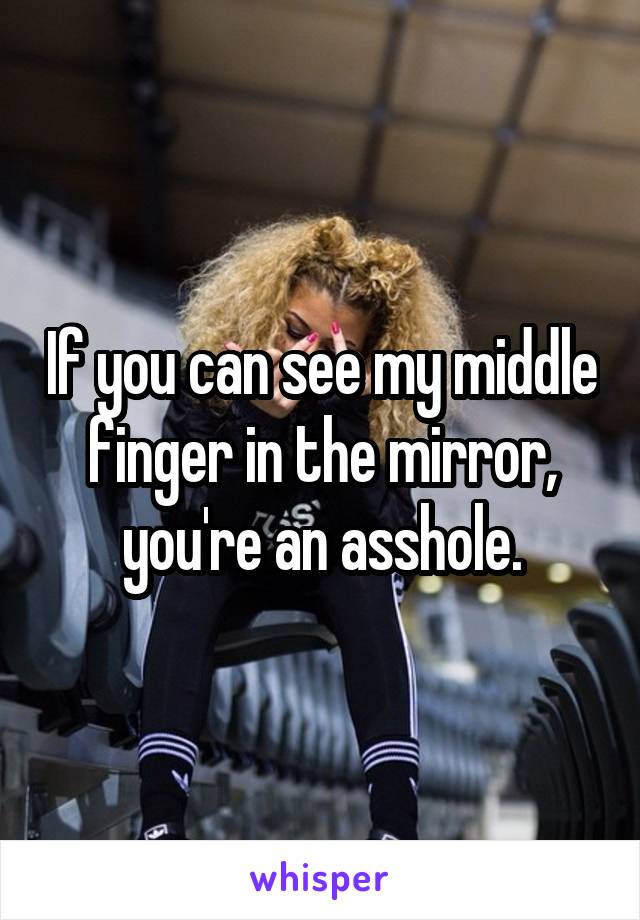 If you can see my middle finger in the mirror, you're an asshole.