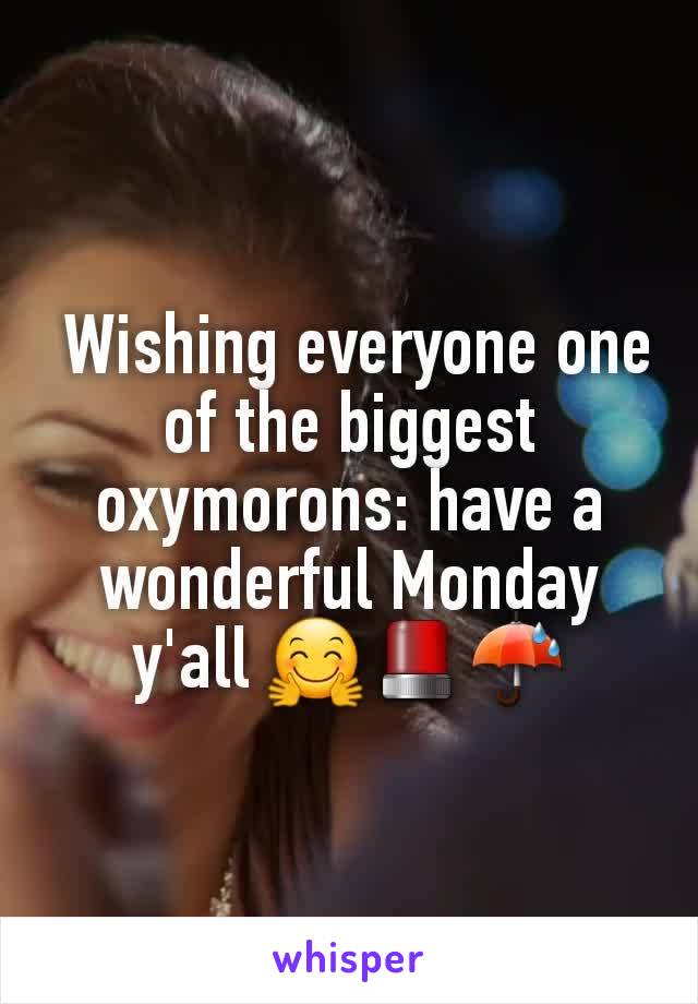  Wishing everyone one of the biggest oxymorons: have a wonderful Monday y'all 🤗🚨☔