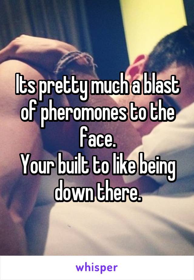 Its pretty much a blast of pheromones to the face.
Your built to like being down there.