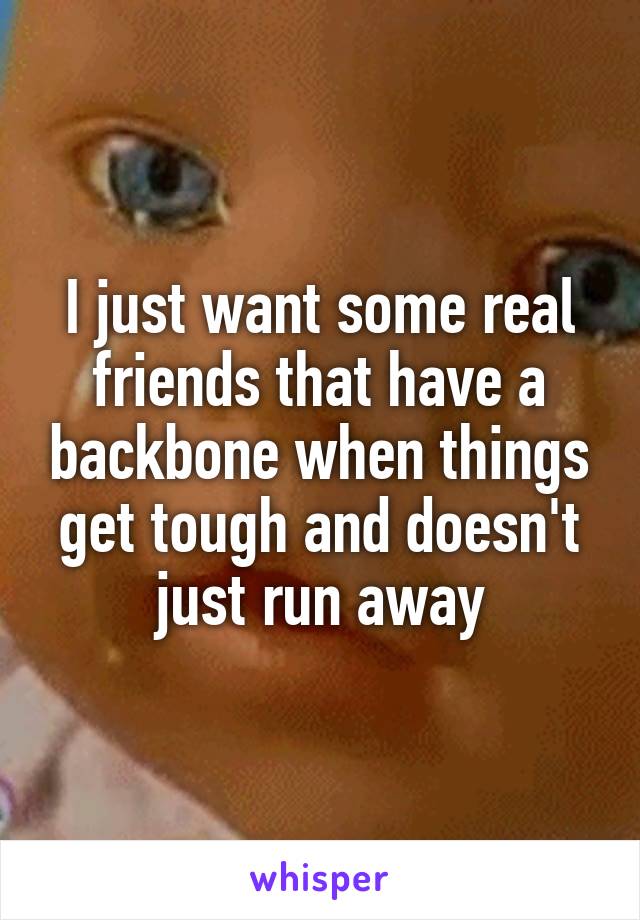 I just want some real friends that have a backbone when things get tough and doesn't just run away