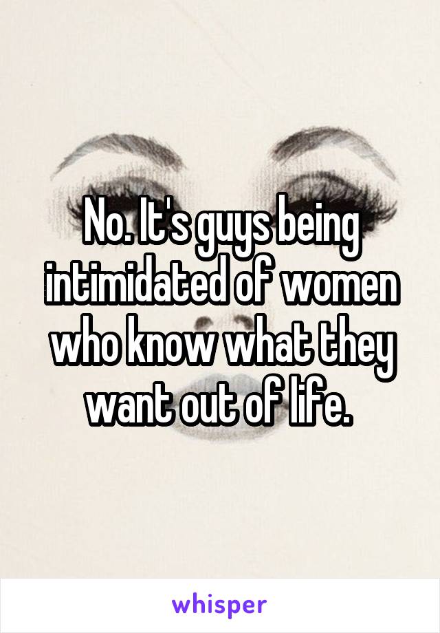 No. It's guys being intimidated of women who know what they want out of life. 