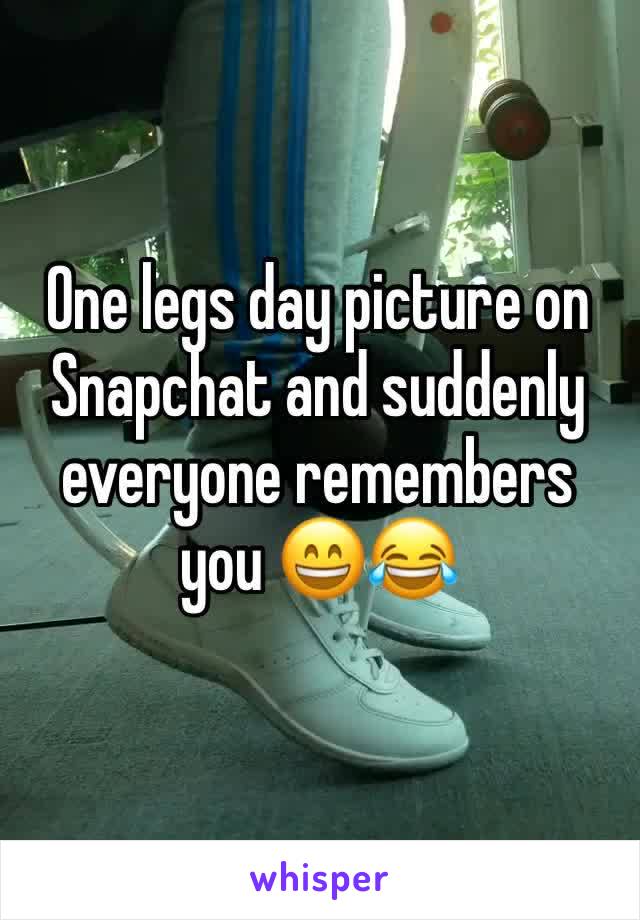 One legs day picture on Snapchat and suddenly everyone remembers you 😄😂 